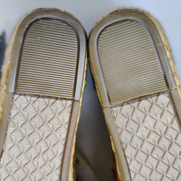 TOMS Clarissa Sandals 9.5 Blue Batik Textile Wrapped Wedge - Picture 8 of 16